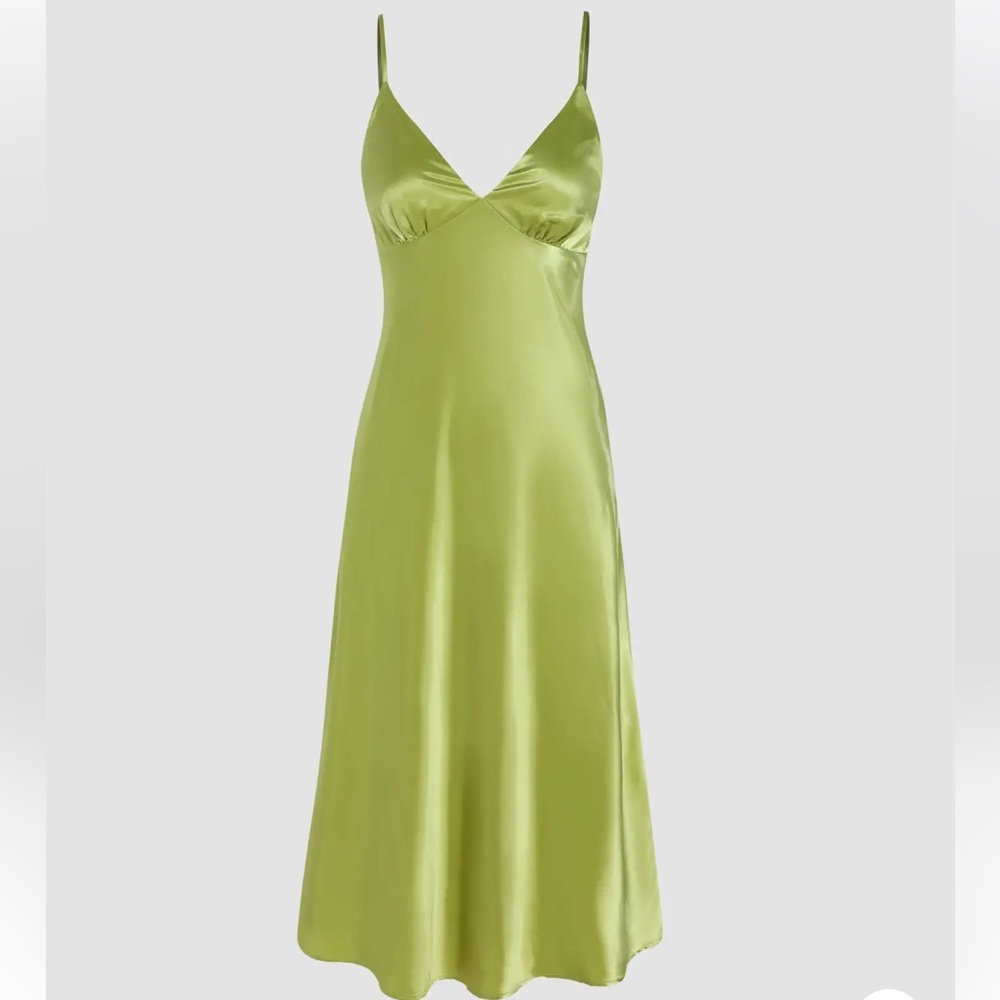 Cider Lime Green Satin Prom Dress